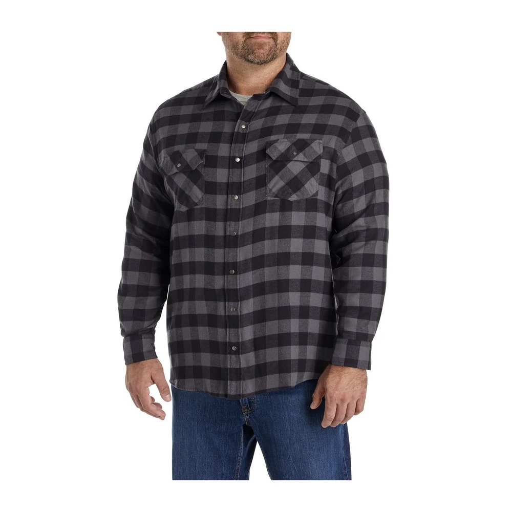 HB Grey Black Plaid Flannel‎ Button Down Shirt 2XLT Tall Cotton NWOT